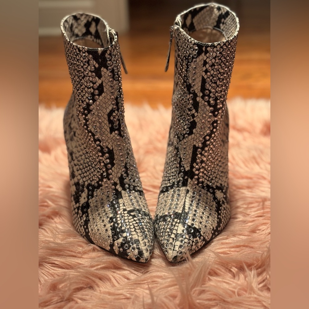 Jennifer Lopez boots- rhinestones/black/cream colored. Worn once